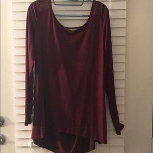 Bke Red brand maroon open back long sleeve shirt
